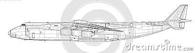 Antonov An-225 Mriya. Vector drawing of heavy transport aircraft. Vector Illustration