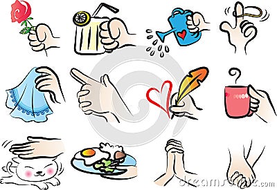 Vector drawing hsnd set Stock Photo