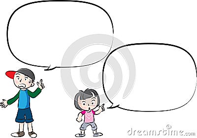 Vector drawing kids talk with speech bubble Stock Photo