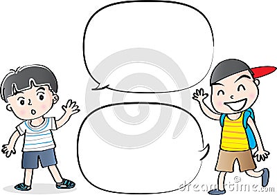 Vector drawing kids talk with speech bubble Stock Photo