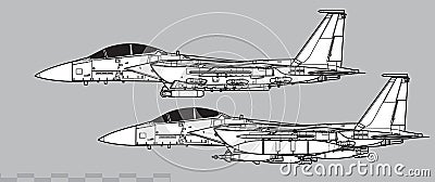 McDonnell Douglas F-15E Strike Eagle. Vector drawing of modern strike aircraft. Vector Illustration