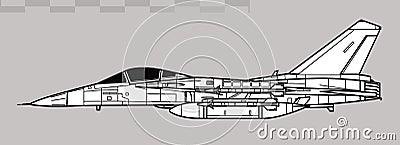 AIDC F-CK-1 Ching-kuo. Vector drawing of multirole tactical fighter. Vector Illustration