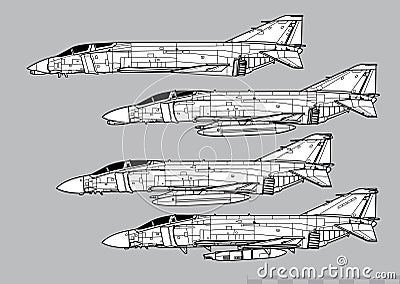 McDonnell Douglas F-4 Phantom II. Vector drawing of navy multirole fighter. Vector Illustration