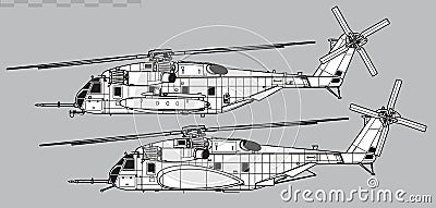 Sikorsky CH-53E Super Stallion. Vector drawing of navy transport helicopter. Vector Illustration