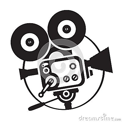 Vector drawing old fashioned movie camera Vector Illustration