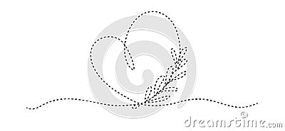Vector for drawing a paper plane with a one line. A continuous, hand-drawn romantic heart with tropical leaves. minimalism, vector Vector Illustration