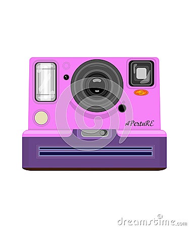 Vector drawing photo camera color purple on white background Vector Illustration