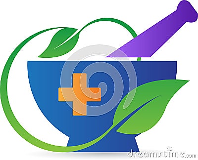 Pharmacy mortar and pestle Vector Illustration
