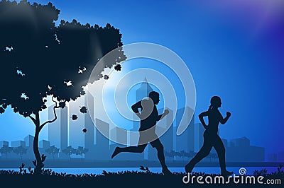 Vector drawing running athletes Vector Illustration