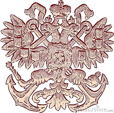 Sketch of a heraldic two-headed eagle Vector Illustration