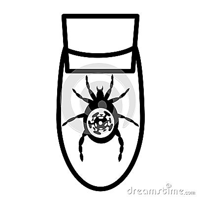Vector drawing of a tick in a test tube Stock Photo