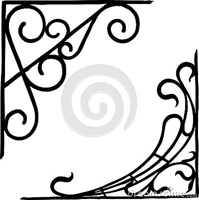 Vector drawing of the vintage architectural details in shape of decorative corners Vector Illustration