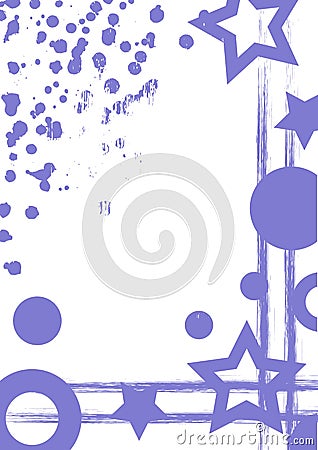 Vector drawn background with frame, border. Grunge template with geometric figures, splash, spray attrition, cracks Artistic graph Vector Illustration