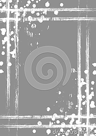 Vector drawn background with frame, border. Grunge template with splash, spray attrition, cracks. Old style vintage design. Graphi Vector Illustration