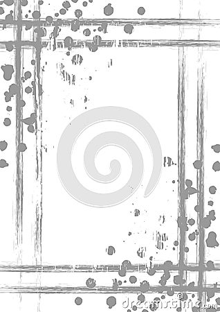 Vector drawn background with frame, border. Grunge template with splash, spray attrition, cracks. Old style vintage design. Graphi Vector Illustration