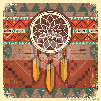 Vector dream catcher poster with ethnic ornament Vector Illustration