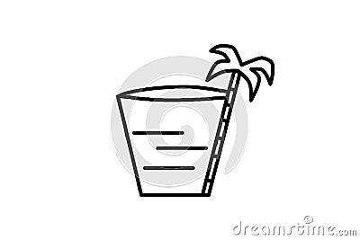 Vector. Drink icon illustration. Modern isolated picture, glass. Juice in dishes. Fluid symbol Vector Illustration
