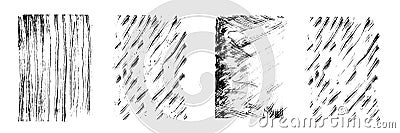 Vector drips of black ink. Vertical and diagonal lines, drops and splashes. Different size. Dry brush texture. Set of four unique Stock Photo