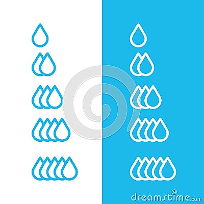 Vector drop set for infographic level, oil or water drop. Absorption icon drops, female pads absorb layer and menstrual Cartoon Illustration