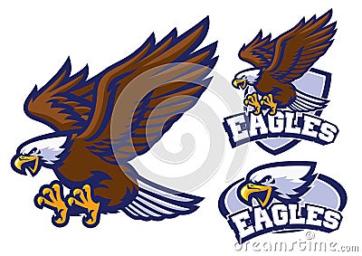 Eagle character set in sport mascot style Vector Illustration