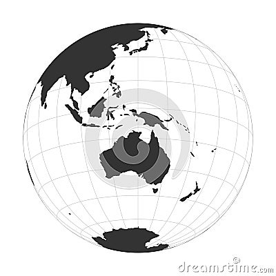 Vector Earth globe focused on Australia and Oceania Vector Illustration