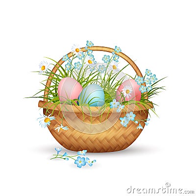 Vector Easter Basket Vector Illustration
