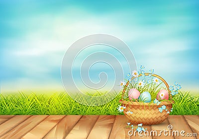 Vector Easter Basket Vector Illustration