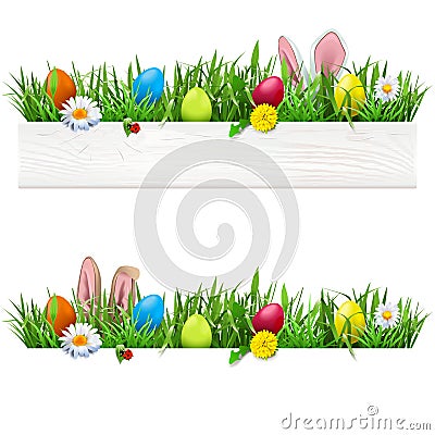 Vector Easter Border with Grass Vector Illustration