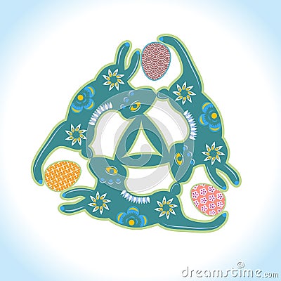 Vector: Easter card with rabbit paper cutting Stock Photo