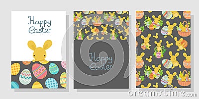 Vector easter egg frame template with rabbit Vector Illustration