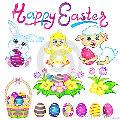 Vector Easter Elements Set Stock Photo