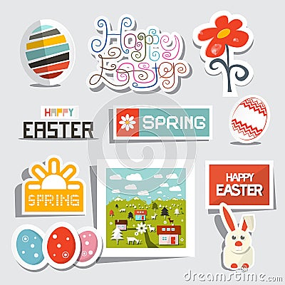 Vector Easter Isolated Symbols - Objects Set Vector Illustration