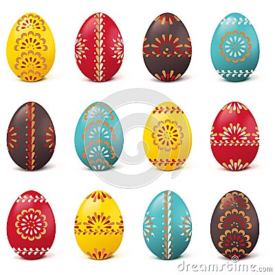 Vector Easter Painted Eggs Vector Illustration