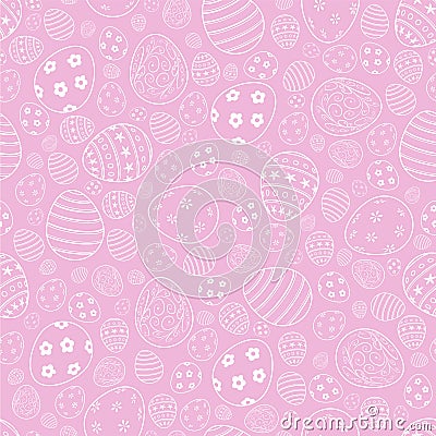 Vector easter seamless pattern. Easter eggs on pink background. Vector Illustration