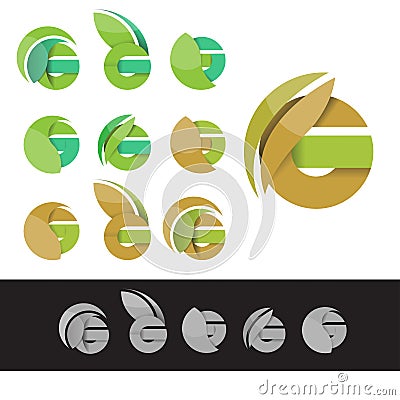 Vector eco green letter G logo elements Vector Illustration