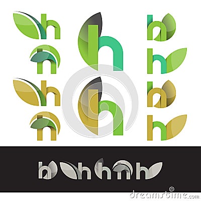 Vector eco green letter H logo elements Vector Illustration
