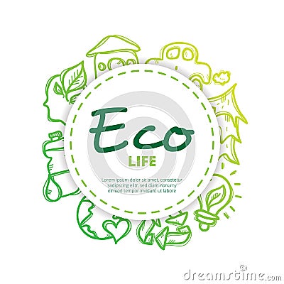 Vector ecological icons circle composition. Vector Illustration