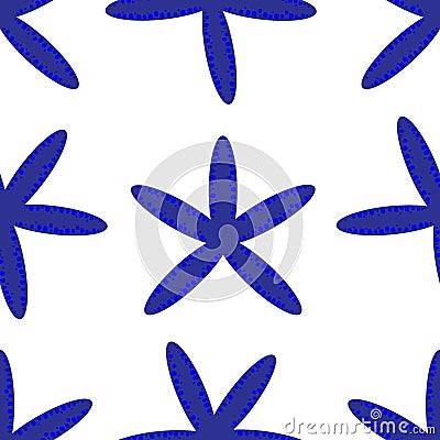 Pettern blue starfish on isolated background Vector Illustration