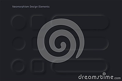 Vector editable neomorphic buttons set. Sliders for websites, mobile menu, navigation and apps. Simple elegant Vector Illustration