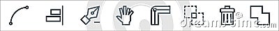 vector editing line icons. linear set. quality vector line set such as merge, trash, intersect, stroke, hand tool, delete point, Vector Illustration