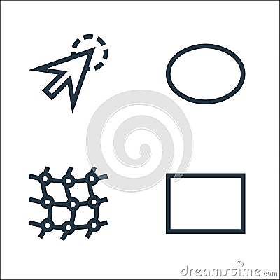 vector editing line icons. linear set. quality vector line set such as rectangle, mesh, ellipse Vector Illustration