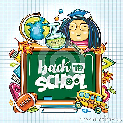 Vector education design concept with cartoon elements. Vector Illustration