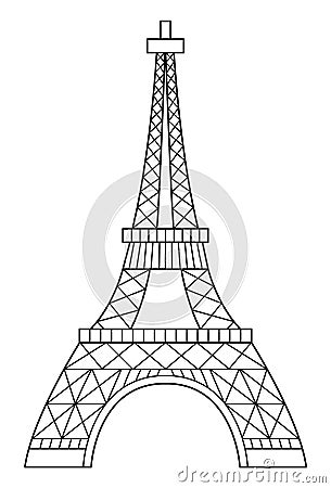 Vector Eiffel tower line icon. Paris sight black and white illustration Vector Illustration