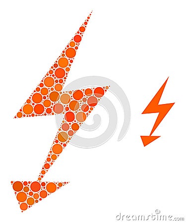 Vector Electric Arrow Collage of Small Circles Vector Illustration