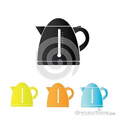 Vector electric kettle icon set. Vector Illustration