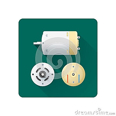 Vector electric motor flat illustration Vector Illustration