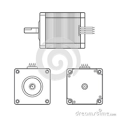 Vector electric motor outline illustration Vector Illustration