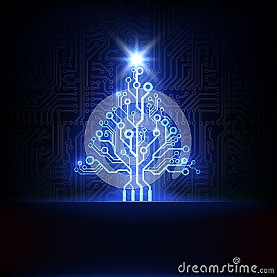 Vector electronic christmas tree Vector Illustration