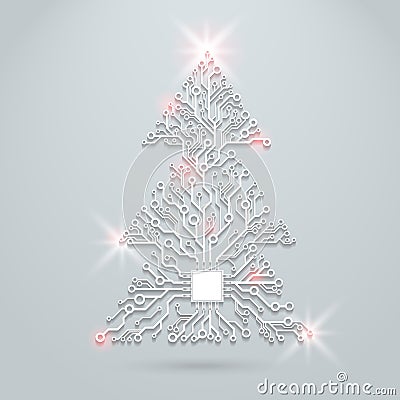 Vector electronic Christmas tree Vector Illustration