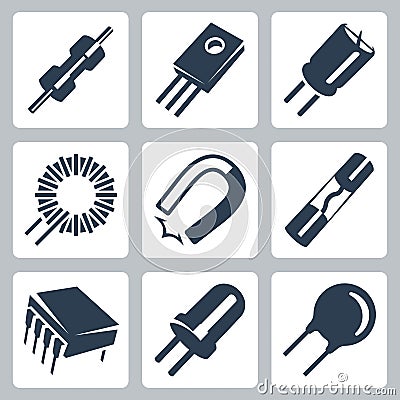 Vector electronic components icons set Vector Illustration